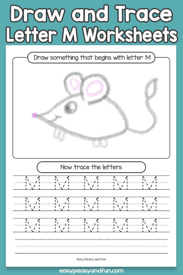 Draw and Trace Letter M Worksheets for Kids