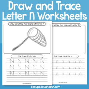 Draw and Trace Letter N Worksheets