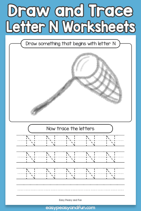 Draw and Trace Letter N Worksheets for Kids