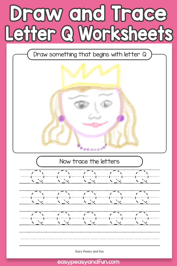Draw and Trace Letter Q Worksheets for Kids