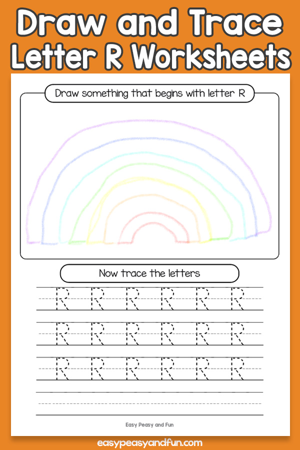 Draw and Trace Letter R Worksheets for Kids