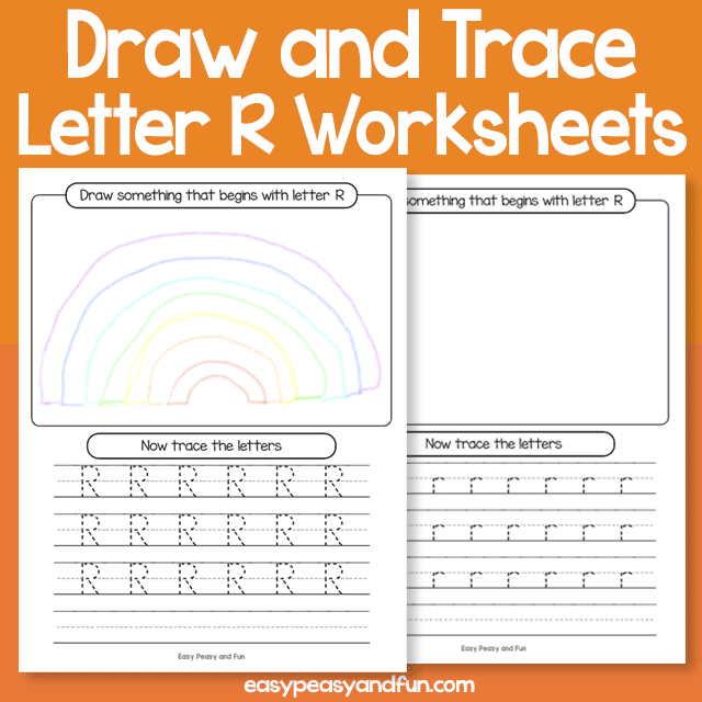 Draw and Trace Letter R Worksheets