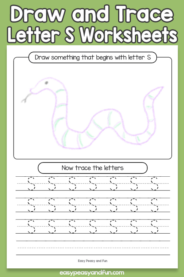 Draw and Trace Letter S Worksheets for Kids