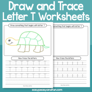 Draw and Trace Letter T Worksheets