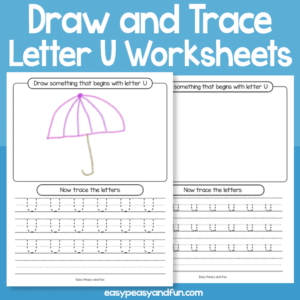 Draw and Trace Letter U Worksheets