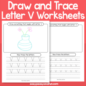 Draw and Trace Letter V Worksheets