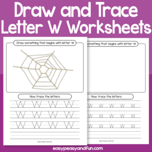 Draw and Trace Letter W Worksheets