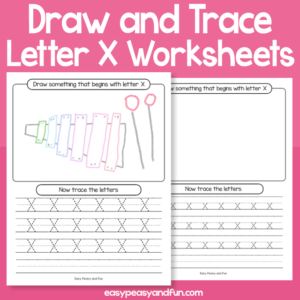 Draw and Trace Letter X Worksheets