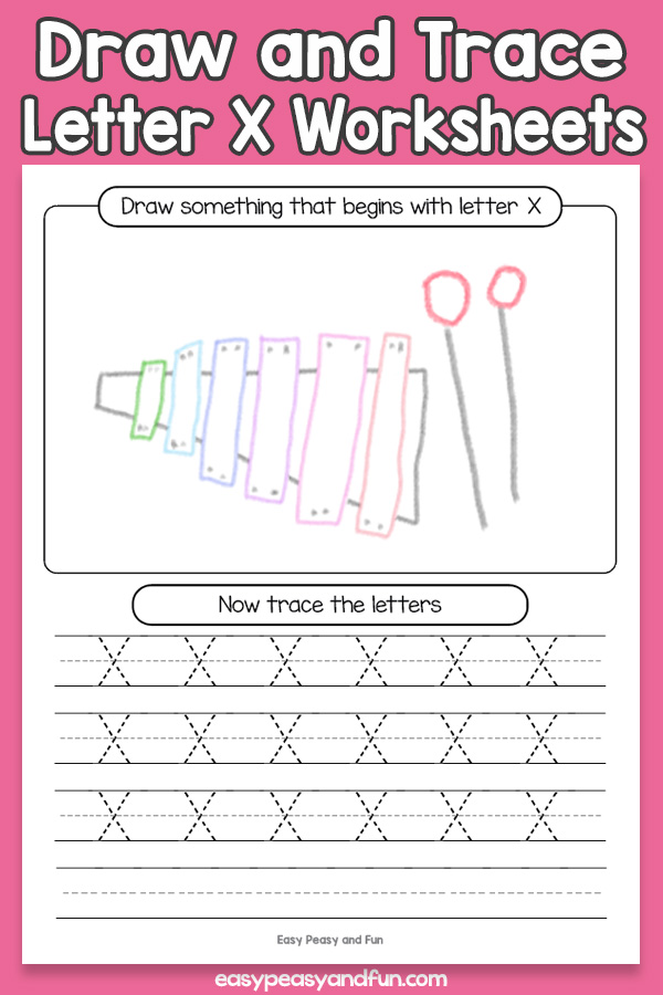 Draw and Trace Letter X Worksheets for Kids