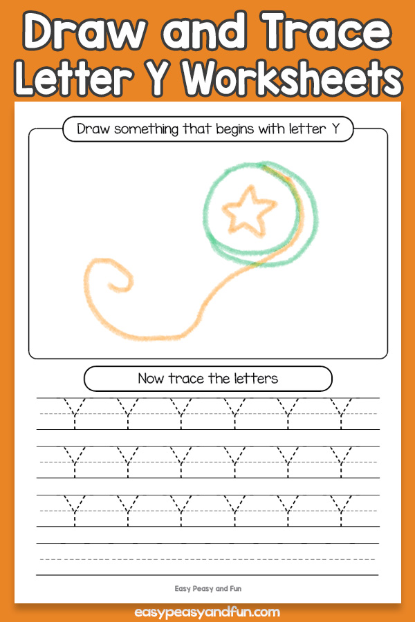 Draw and Trace Letter Y Worksheets for Kids
