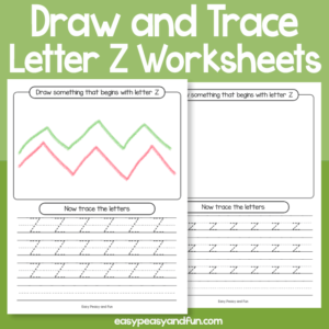 Draw and Trace Letter Z Worksheets