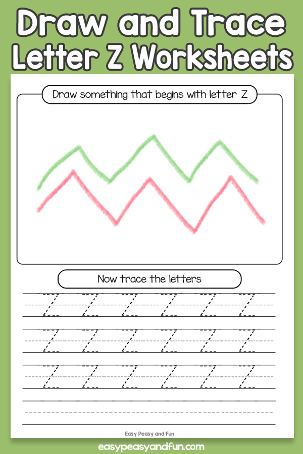 Draw and Trace Letter Z Worksheets for Kids