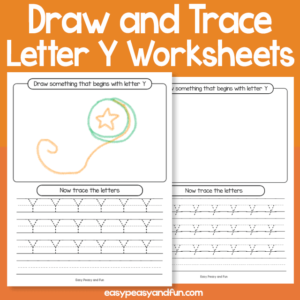 Draw and Trace Letter y Worksheets