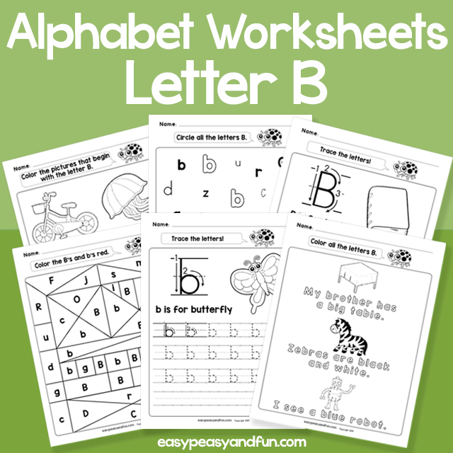 Letter B Alphabet Worksheets for Kindergarten