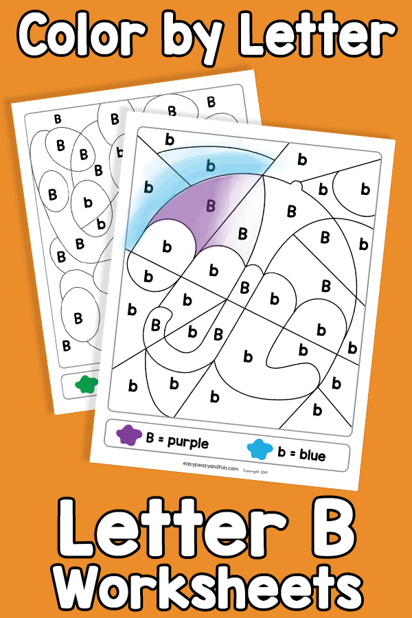 Letter B Color by Letter Worksheets