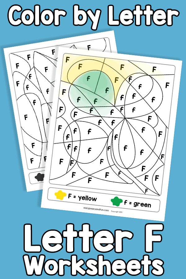 Letter F Color by Letter Worksheets