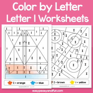 Letter I Color by Letter Worksheets for Kindergarten