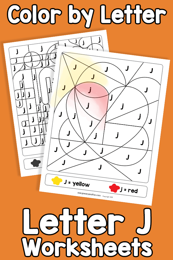 Letter J Color by Letter Worksheets
