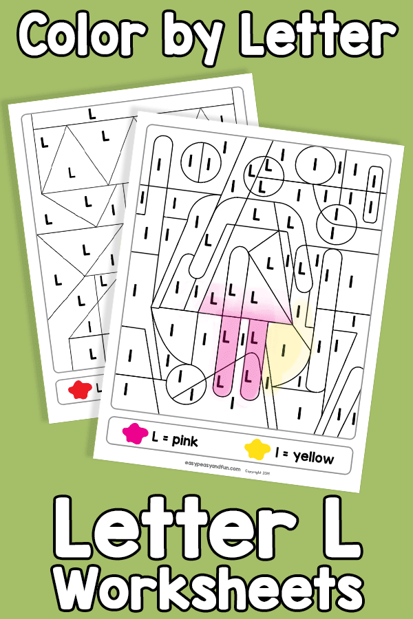 Letter L Color by Letter Worksheets