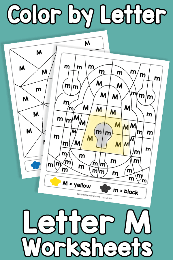 Letter M Color by Letter Worksheets