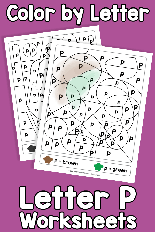 Letter P Color by Letter Worksheets