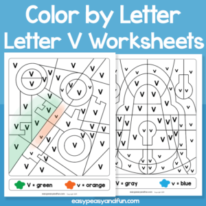 Letter V Color by Letter Worksheets for Kindergarten