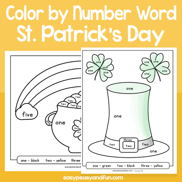 Saint Patricks Day Color by Number Word for Kids