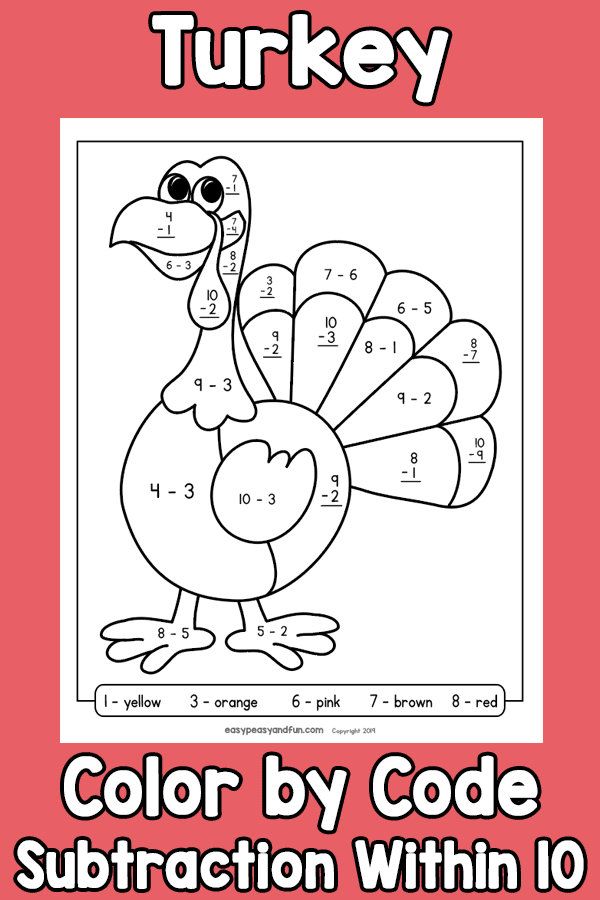 Turkey Color by Code Subtraction within 10