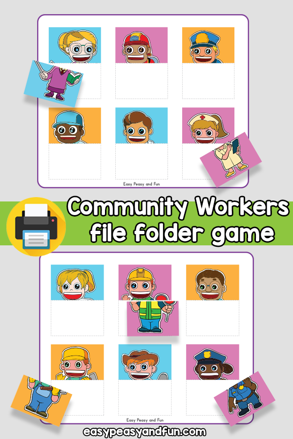 Community Workers File Folder Game