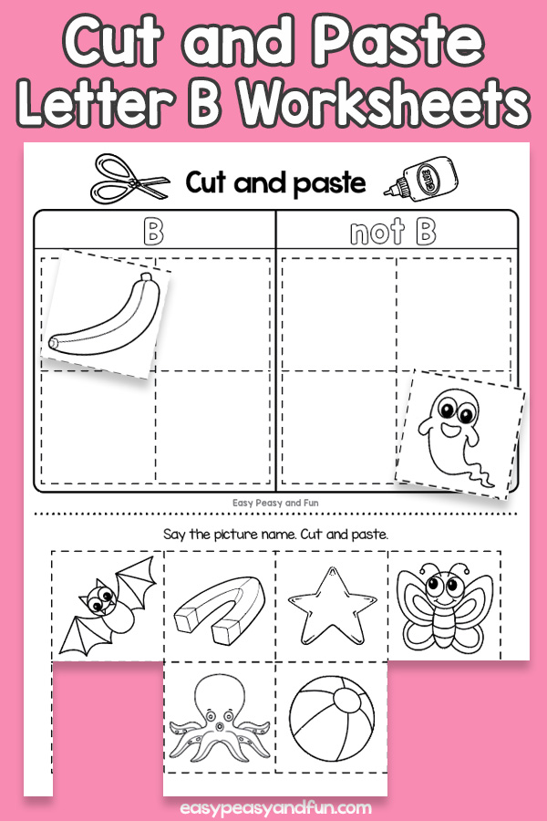 Cut and Paste Letter B Worksheets for Kids