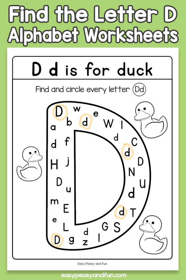 Find the Letter D Worksheets for Kids