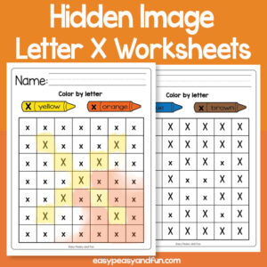 Hidden Image Letter X Worksheets