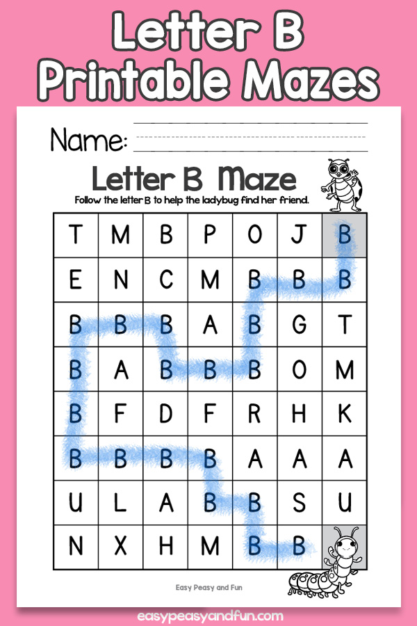 Letter B Mazes for Kids - Alphabet Worksheets