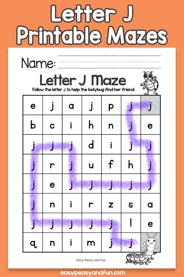 Letter J Mazes for Kids Alphabet Worksheets