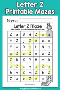 Letter Z Mazes – Easy Peasy and Fun Membership