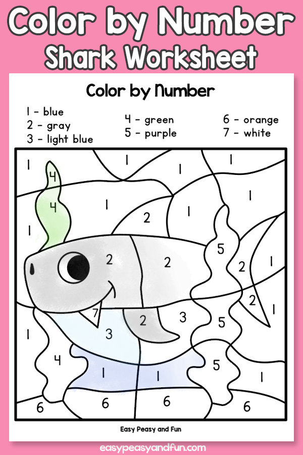 Shark Color By Number Worksheets Easy Peasy And Fun Membership