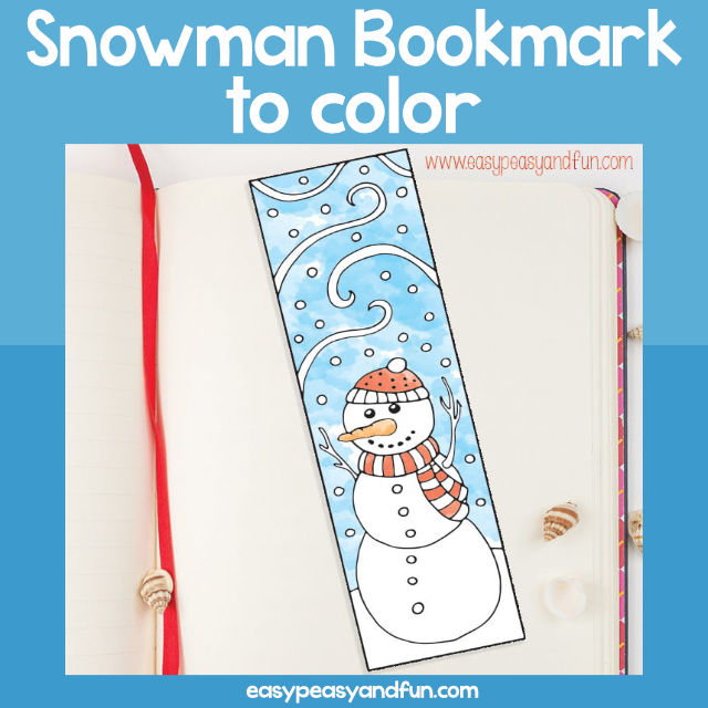 Snowman Bookmark to Color