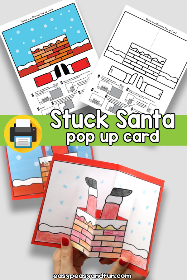 Stuck Santa in A Chimney Christmas Pop up Card Template