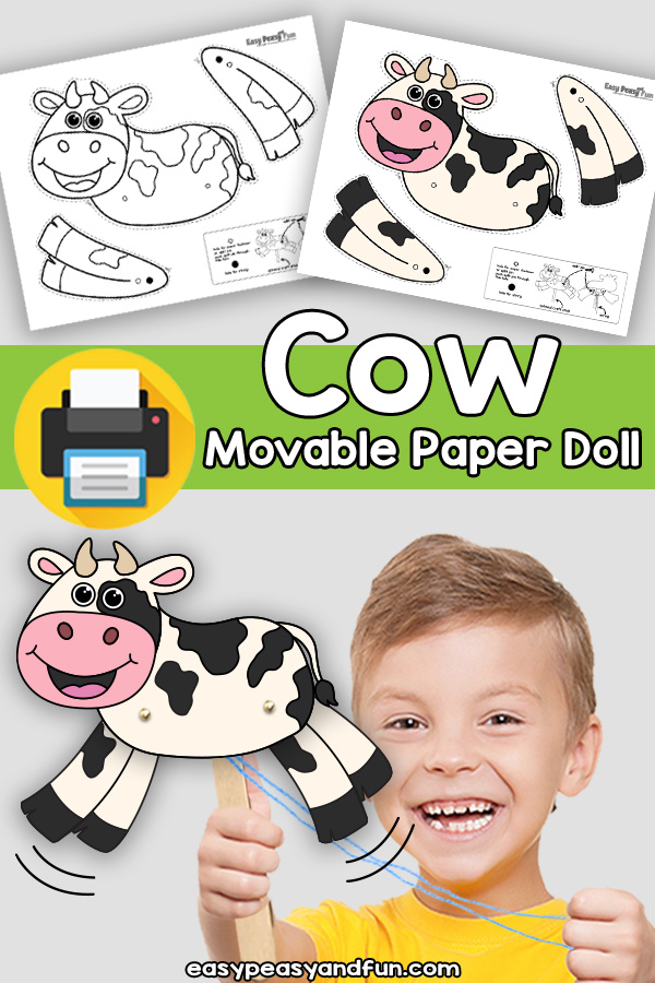Cow Movable Paper Doll Template