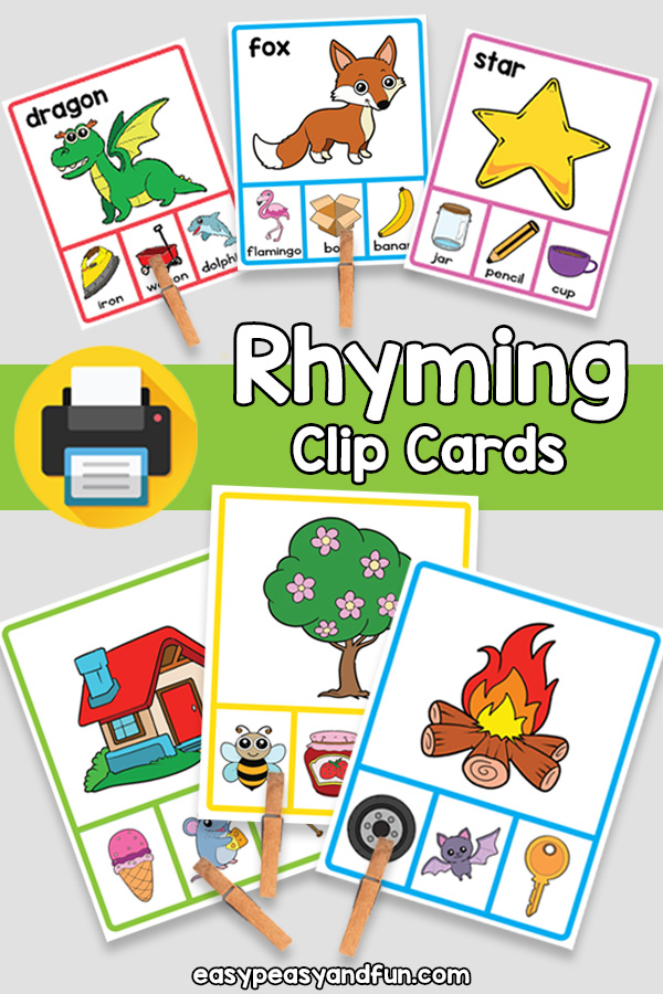 Rhyme Clip Cards for Kindergarten