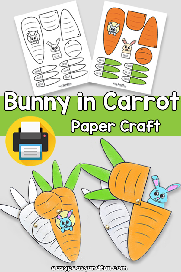 Bunny in Carrot Paper Craft Template