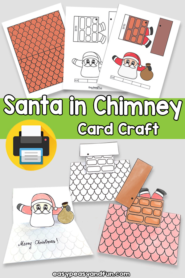 Santa in Chimney Pop Up Card Craft Template