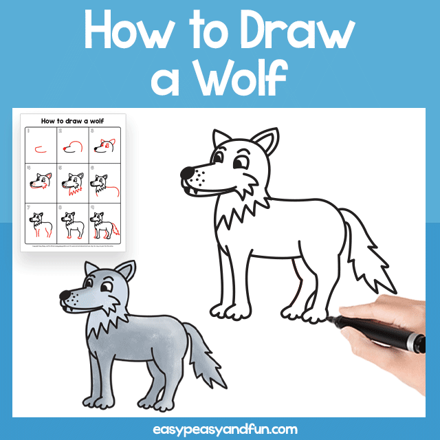 Wolf Guided Drawing Printable