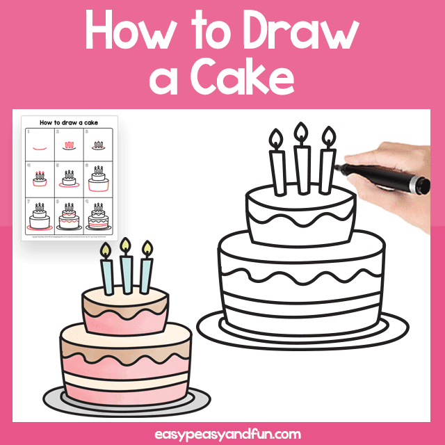 Cake Guided Drawing Printable