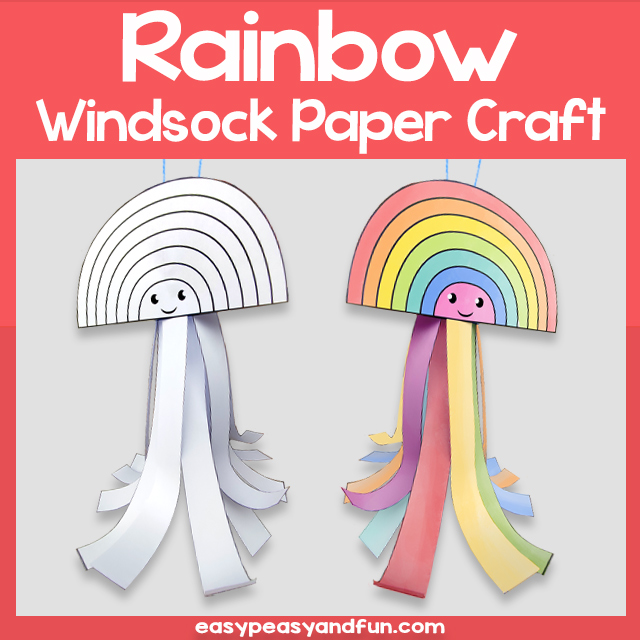 Rainbow Windsock Paper Craft Template