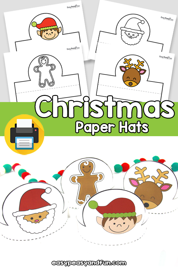 Christmas Paper Hats Printable Template