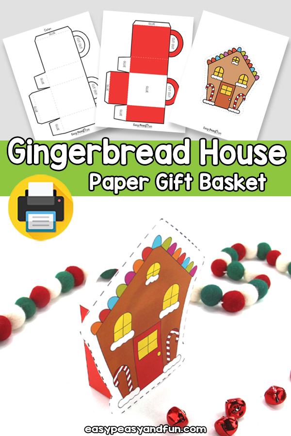 Paper Gingerbread House Gift Basket Template