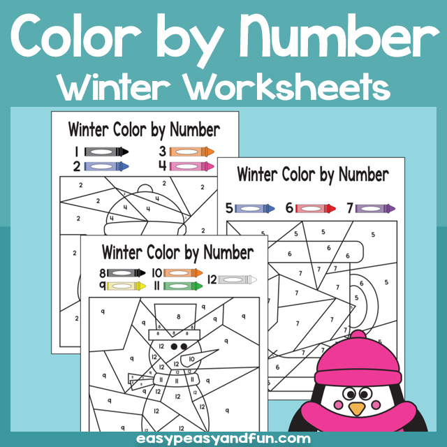 WInter Color by Number Worksheets