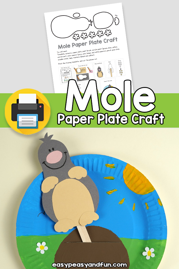 Mole Paper Plate Craft Template