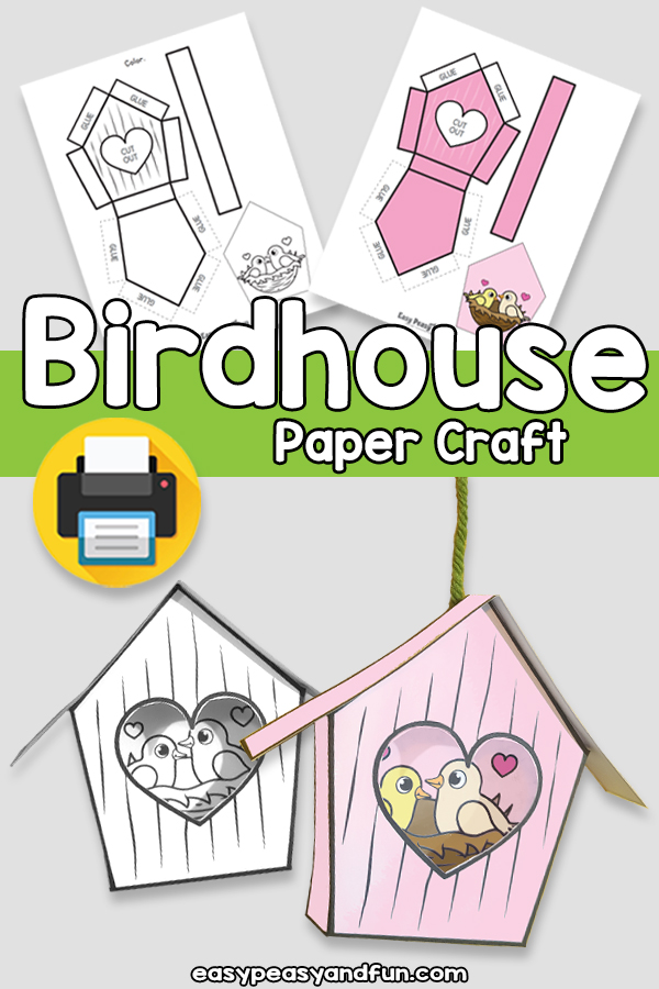 V-Day Birdhouse Paper Craft Template